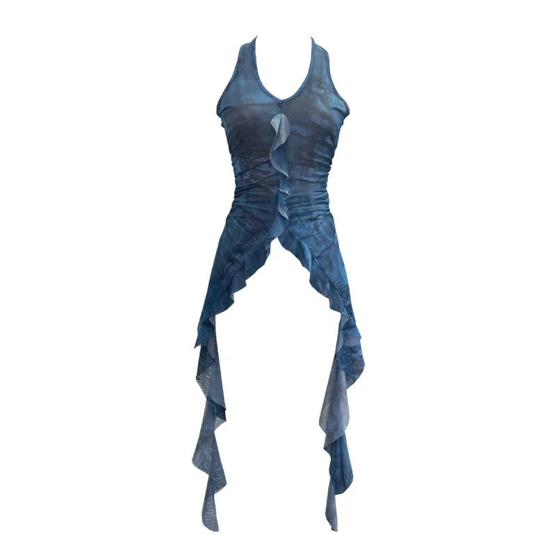 Uveng Vintage 2024 New Personality Tie Hottie Wind Hanging Sleeveless Top Ribbon Vest 9967