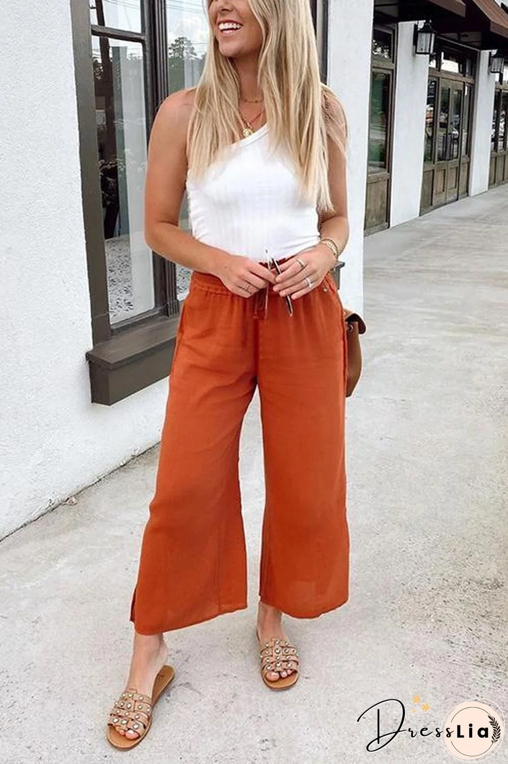 Pockets Linen Loose Pants