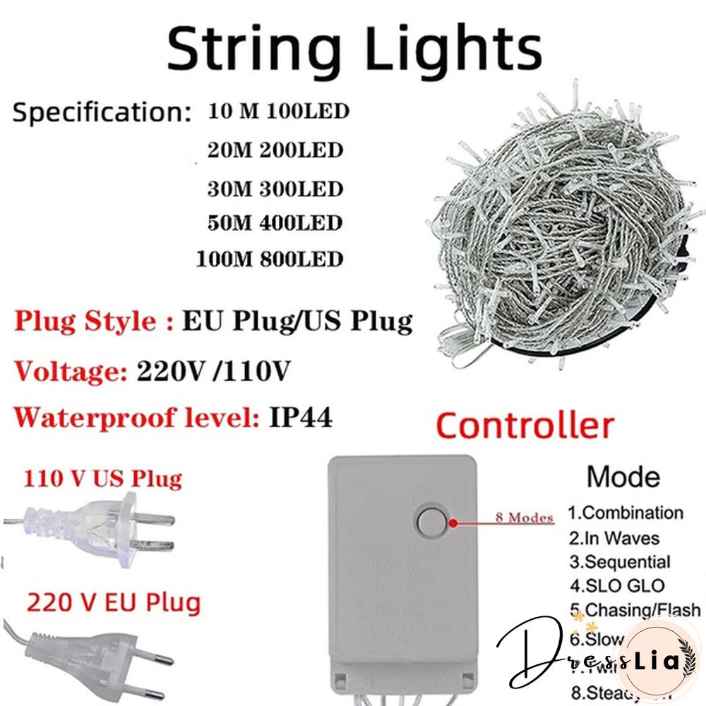 Fairy Lights 10M-100M Led String Garland Christmas Light Waterproof For Tree Home Garden Wedding Party Outdoor Indoor Decor