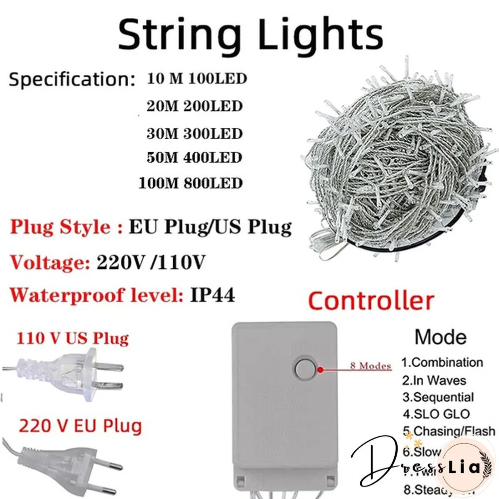 Fairy Lights 10M-100M Led String Garland Christmas Light Waterproof For Tree Home Garden Wedding Party Outdoor Indoor Decor