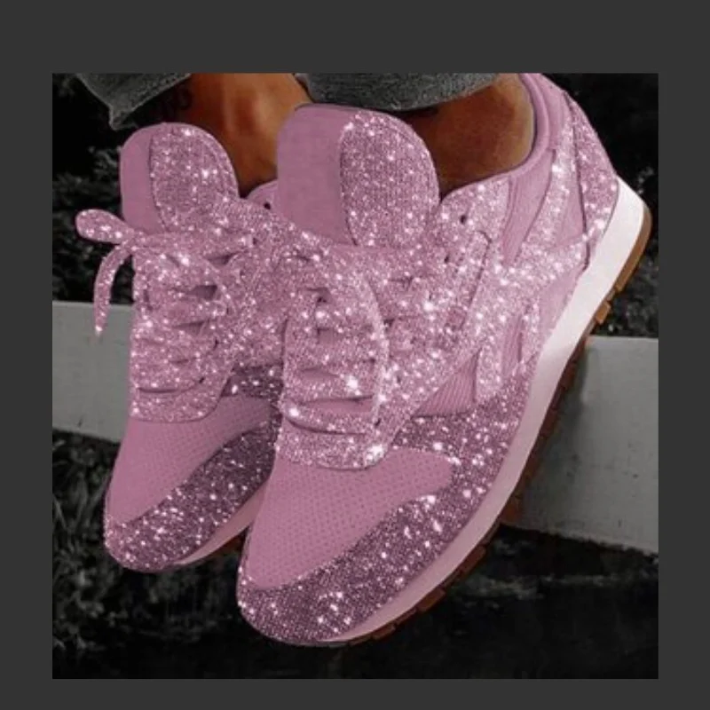 Canrulo Woman 2024 Trend Fashion Vulcanize Shoes Flats Casual Bling Lace Up Sport Mesh Shoes Breathable Platform Comfortab Sneaker