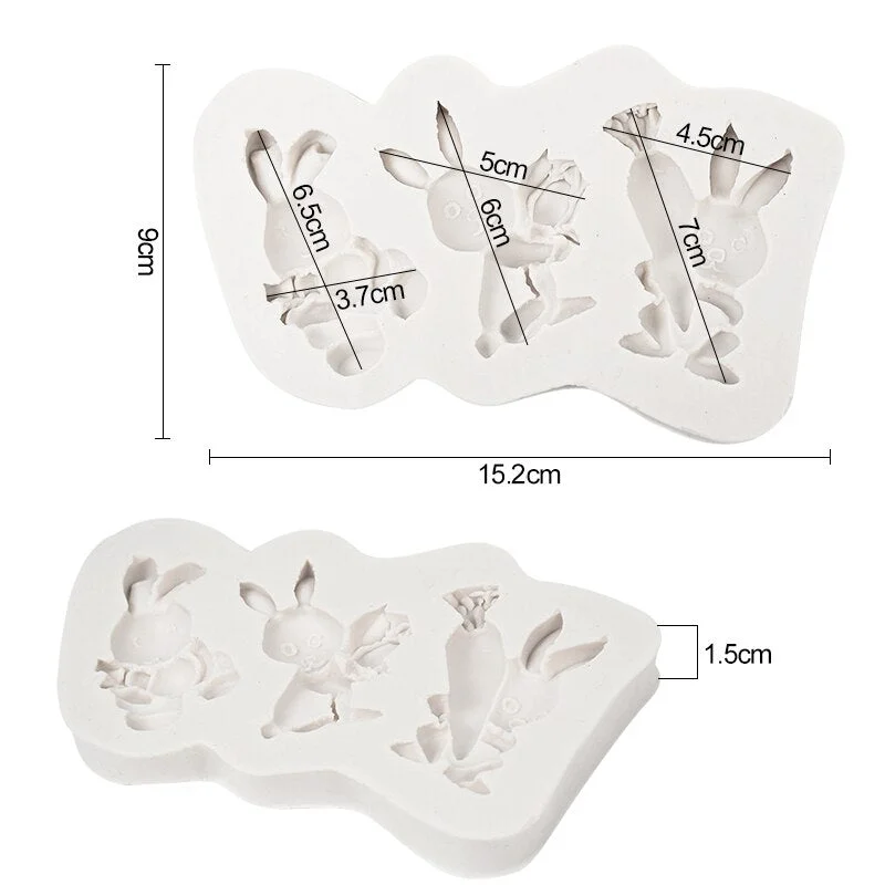 3D Easter Cookie Mold Silicone Biscuit Cutter Cute Bunny Rabbit Egg Mould Easter Party Chocolate Fondant Cake Decorating Tools