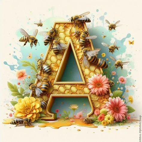 Full Round Diamond Painting - Bee Alphabet(Canvas|30*30cm)