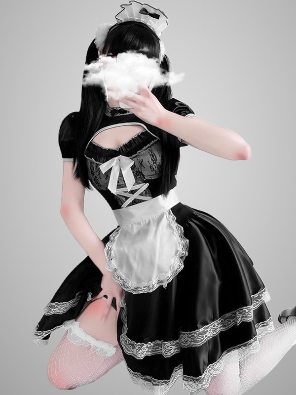 Maid Outfit Cosplay Lace Paneled Dress