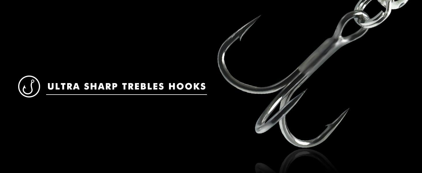 TRUSCEND Easy Catch SwimMax Lures with BKK Hooks 3D Realistic Eyes ABS Material 6 Segments for Bass Trout Walleye Ultra Sharp Treble Hooks Lifelike Fishing Baits
