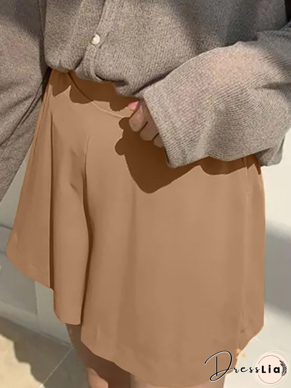 Casual Solid Pocket Wide Leg Shorts for Women