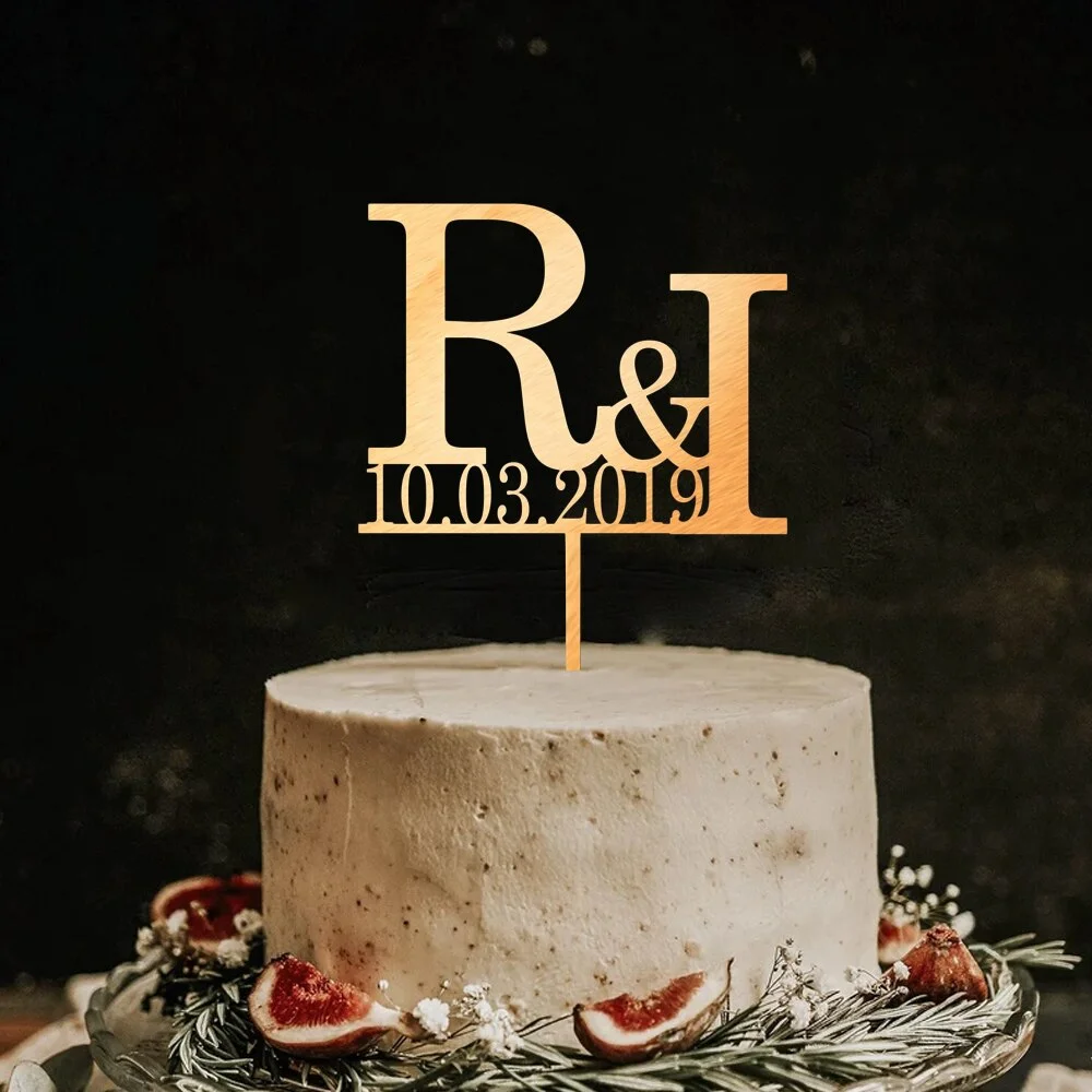 Custom Cake Topper Acrylic Mirror Letter Cake Decor Personalized Name And Date Gold Happy Birthday Cake Decoration For Wedding