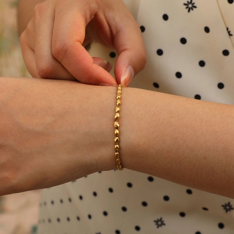 IG Style Geometric 18K Gold Plated Rope Haematite Bracelets Drawstring Bracelets