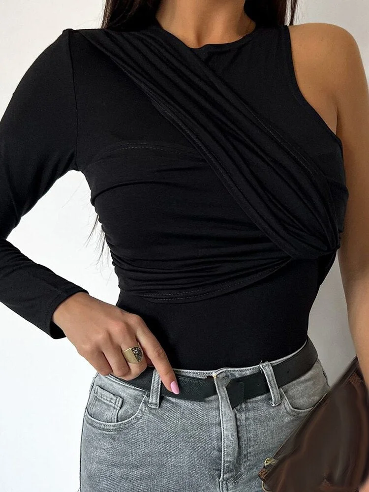 Women Fashion Chic Hollow Out Blouses Shirts New Sexy O-Neck Slim Solid Black Tops Casual Long Sleeve Blusas Streetwear Xl