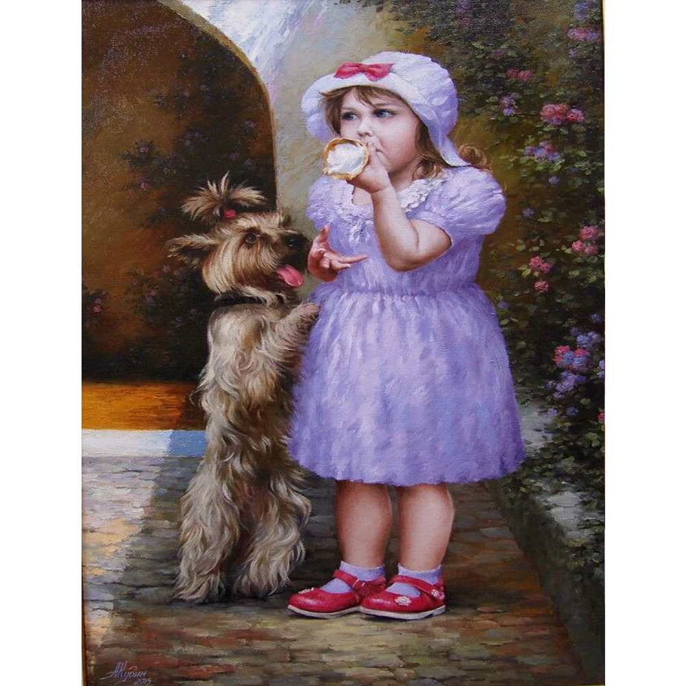 

Girl Pet Dog - Round Drill Diamond Painting - 30*40CM, 501 Original