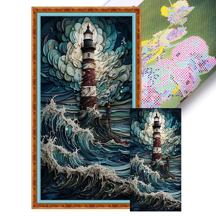 Sea Lighthouse - Printed Cross Stitch 14CT 40*80CM