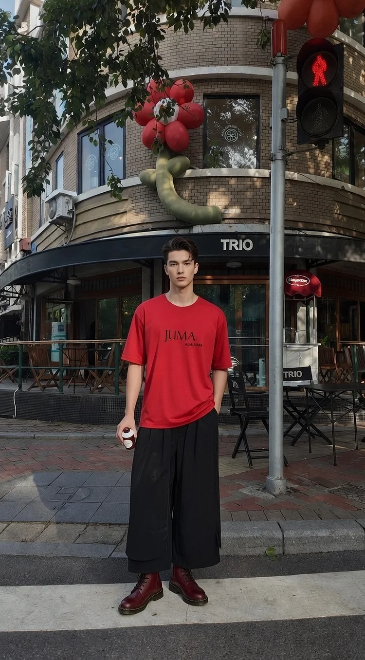 JUMA Unisex Logo T-shirt  - 4 Recycled Water Bottles - Red