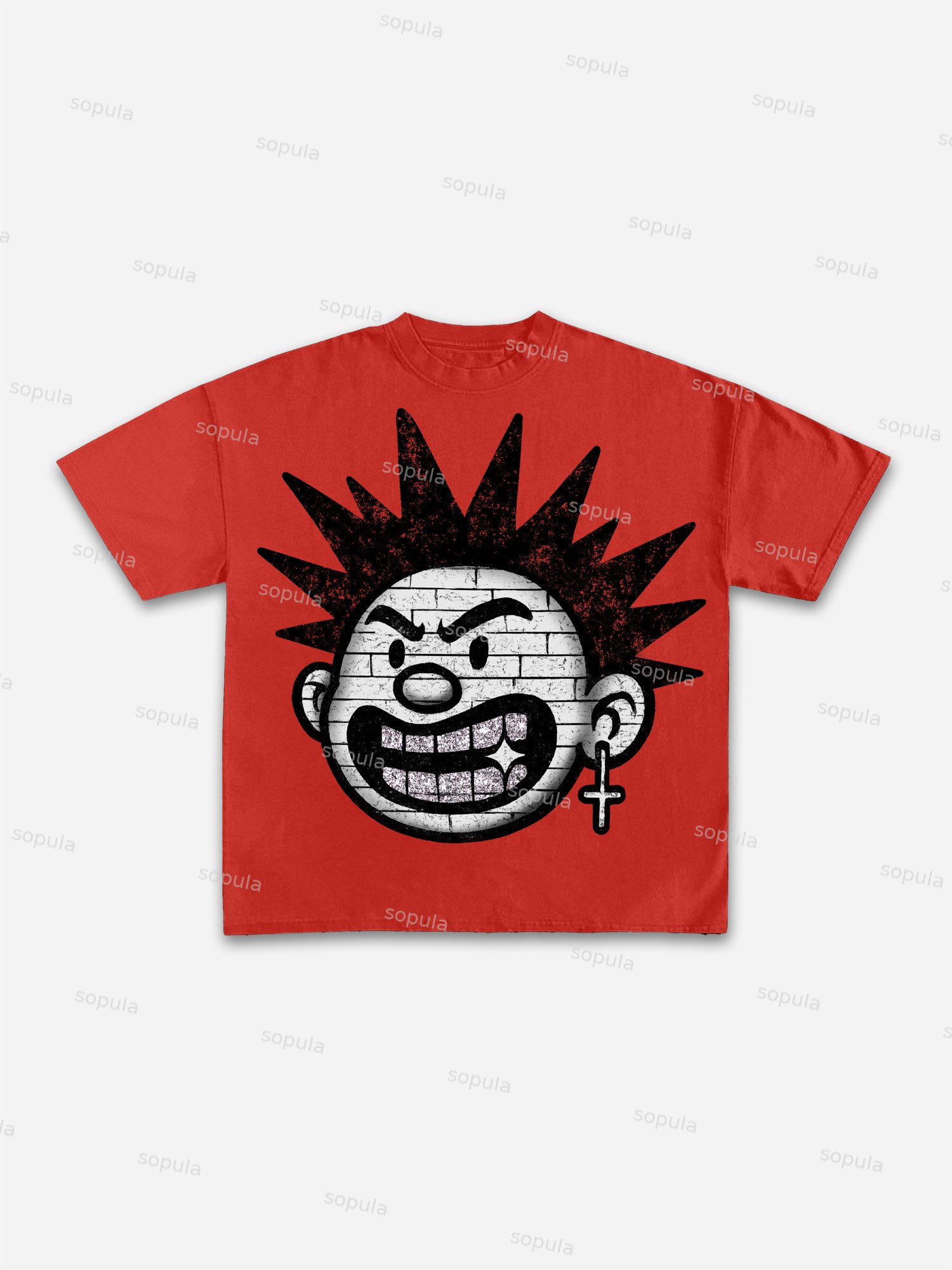 Explosive Hairstyles Vintage Cartoon Big Head Graphic Cotton T-shirt