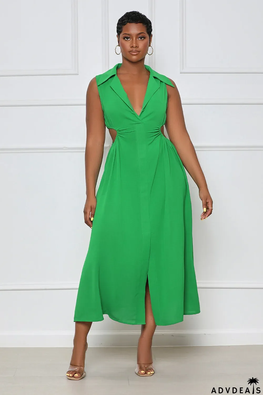 Women Casual Cutout Sleeveless Slit Dress