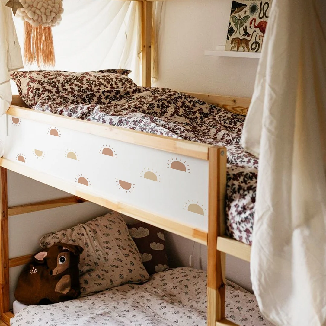 Boho Cartoon Sun Wall Sticker for Children's Room Baby Girls Boys Living Room Nursery Home Decoration Vintage Vinyl Nordic Decal