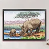 >SALE<Full Embroidery Eco-cotton Thread 11CT Printed Rhinoceros Cross Stitch 70x55cm
