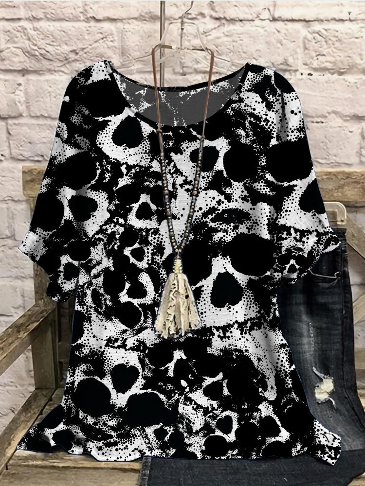 Women Long Sleeve V-neck Graphic Floral Printed Top