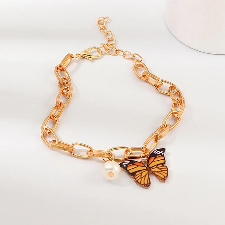 Bracelet Chaîne Breloque Papillon pour Femme Fille