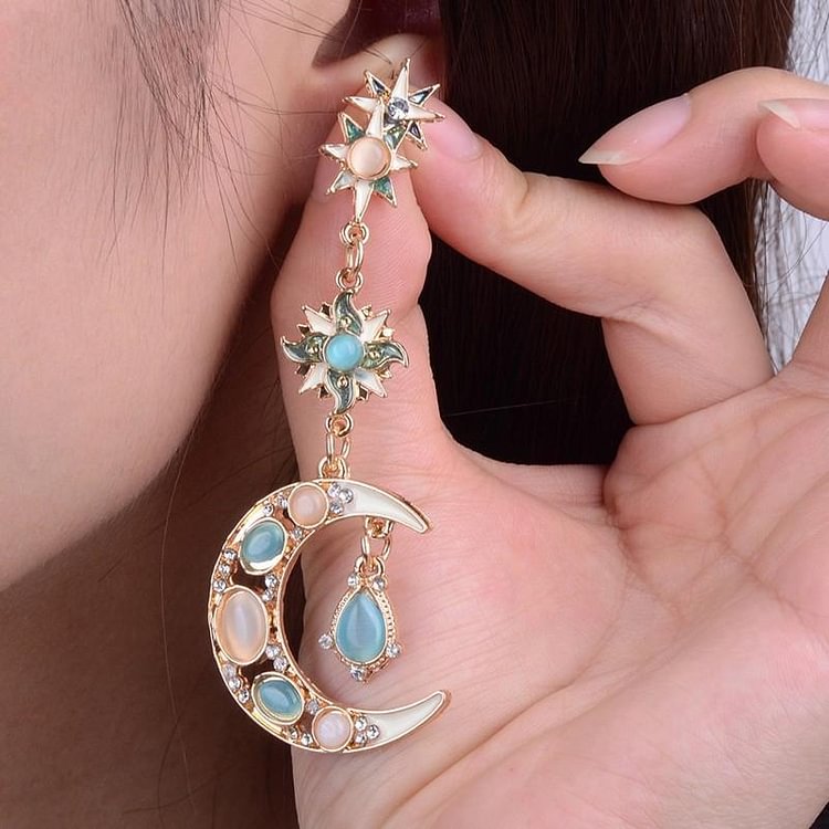 jewelry stylish trendy star sun moon rhinestone crystal stellar dangle earrings for women bohemian jewelry p124648