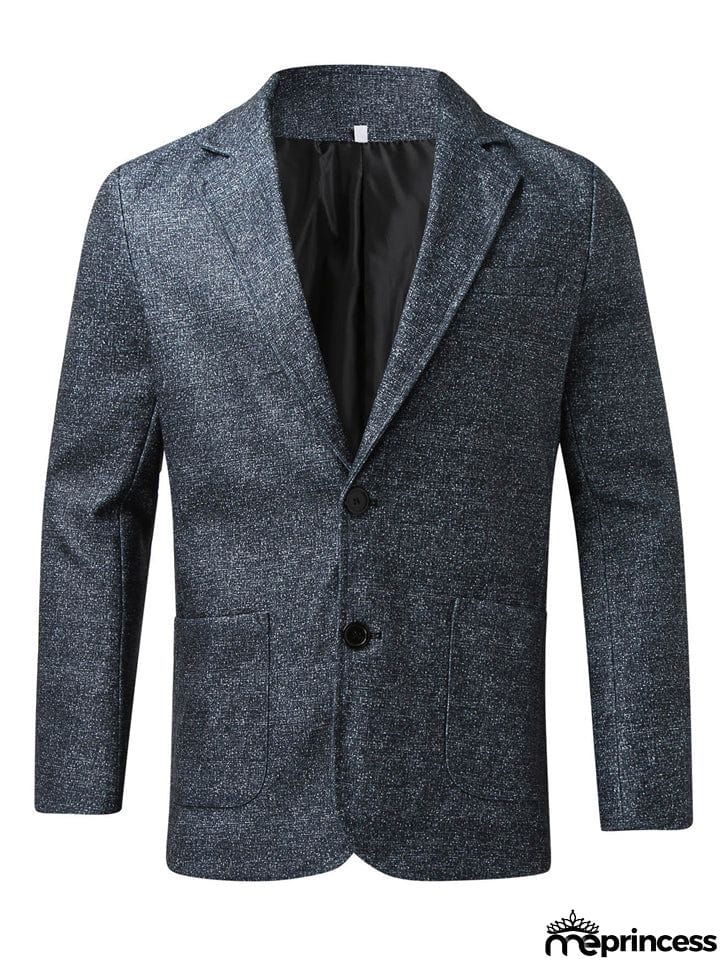 Men's British Style Plaid Lapel Long Sleeve Business Blazer