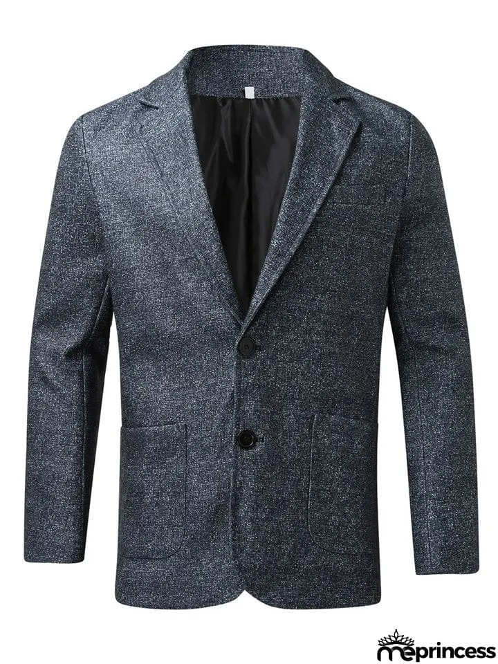 Men's British Style Plaid Lapel Long Sleeve Business Blazer