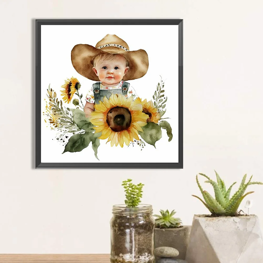 Diamond Painting - Full Round Drill - Farm Cowboy Kids(Canvas|30*30cm)