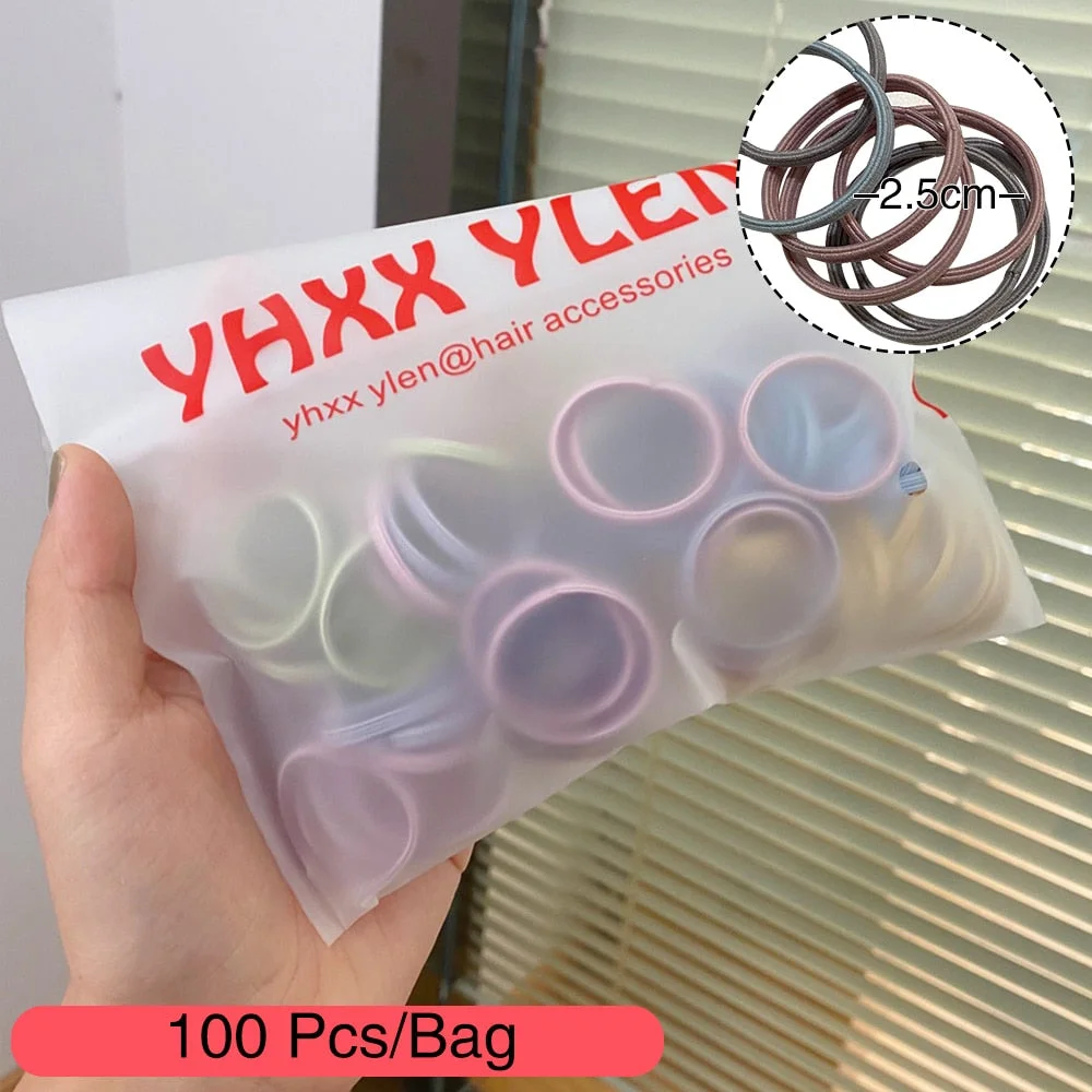 50/100/200 Pcs/Bag Children Cute Candy Random Solid Elastic Hair Bands Girls Lovely Srunchies Rubber Bands Kid Hair Accessories