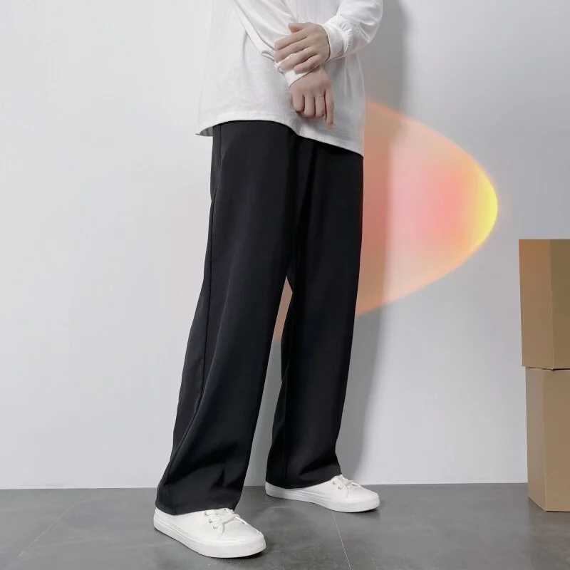 Aonga Summer New 2022 Men Trousers Loose Lace-Up Straight Men's Casual Pants Long Pants Wide Leg Trend Harajuku Men Streetwear S-4XL