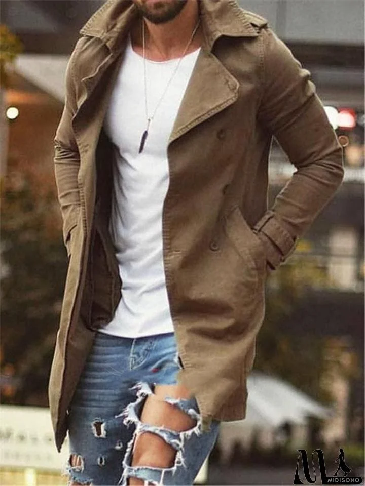 MidiSono - Men’s Fashion Solid Color Trench Coat
