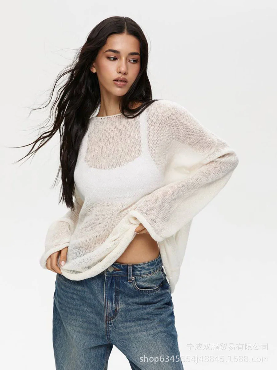 Athvotar Athvotar Spring And Summer New Hollow Sweater Women Wind Soft Loose Knitted Long-Sleeved Clothing Hot