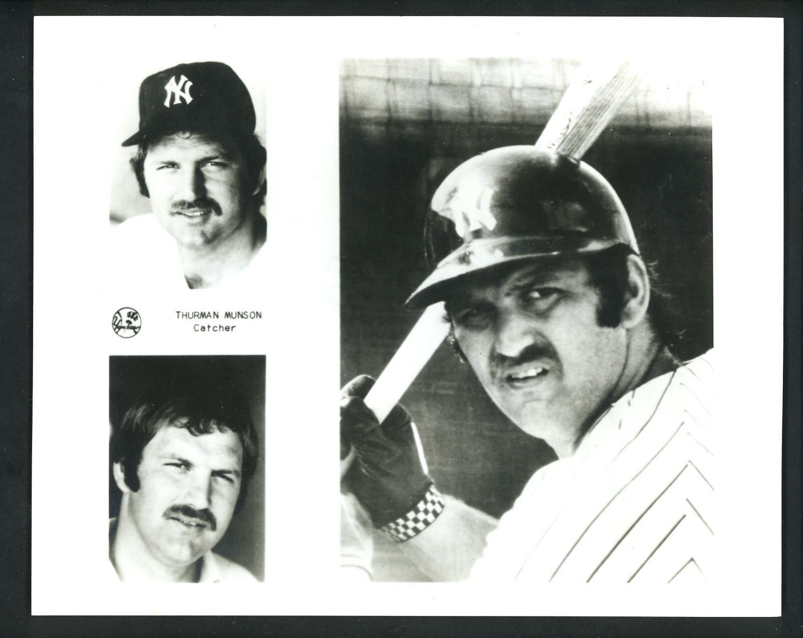 Thurman Munson 8 x 10 B&W Photo Poster painting collage New York Yankees