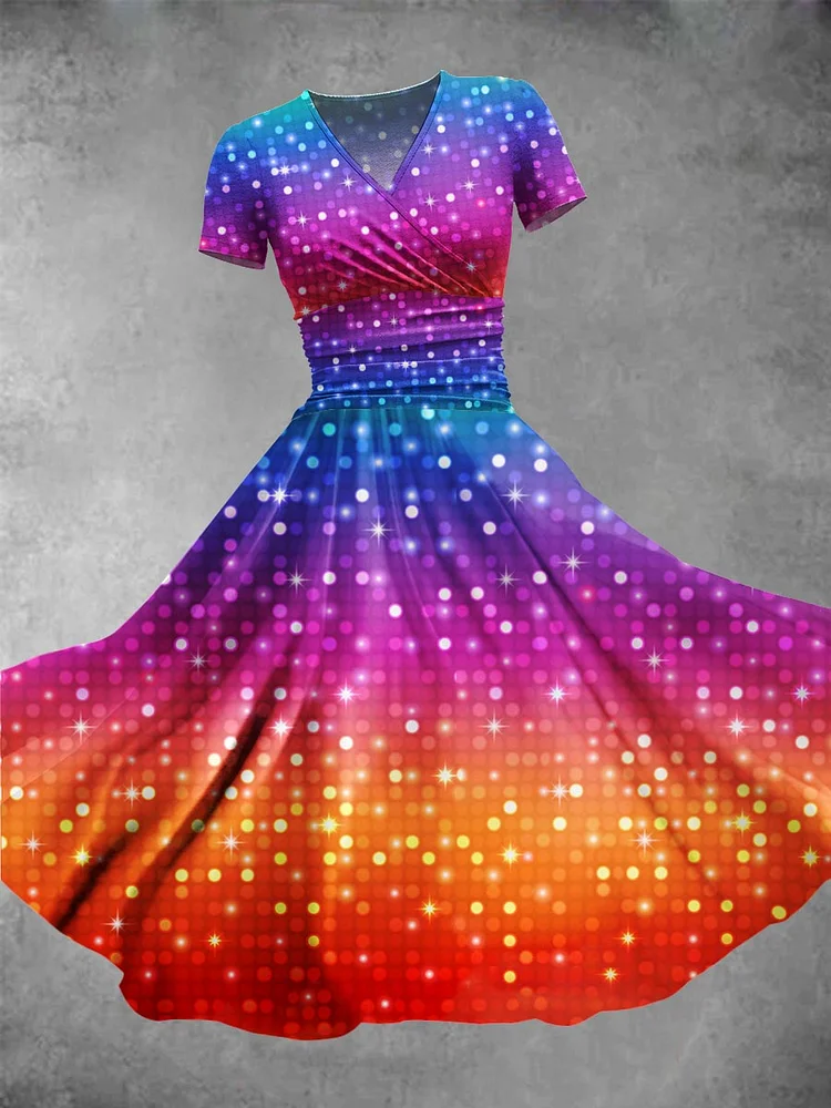 Women's Rainbow Gradient Pattern LGBT Art Design Print Maxi Dress