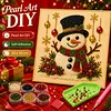 Framed Christmas Snowman - Pearls Painting Kit DIY Diamond Painting Pearl Dot Crafts 20x20CM