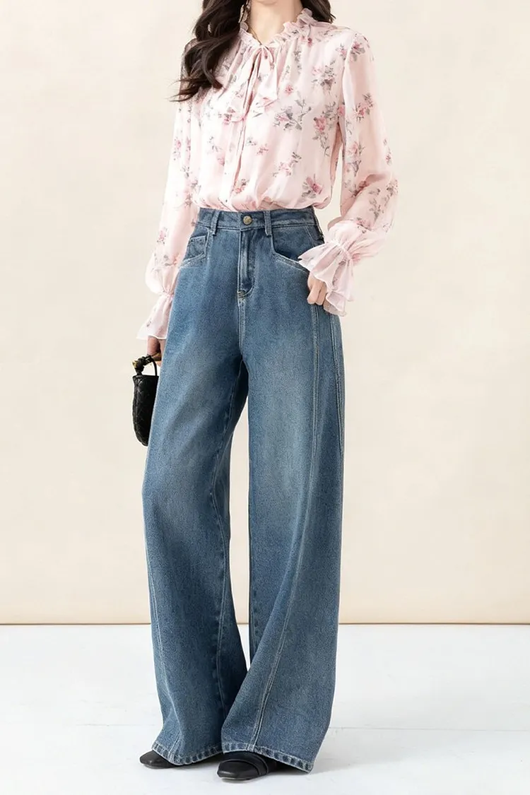 Women's High Waisted Wide Leg Jeans in Relaxed Fit