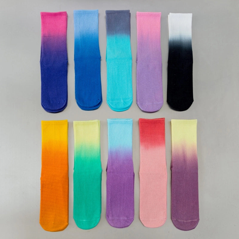 Simple Autumn And Winter Gradient Yoga Women’s Socks Non-slip Sports Socks Girls’ Pilates Mid-calf Socks Direct Sales