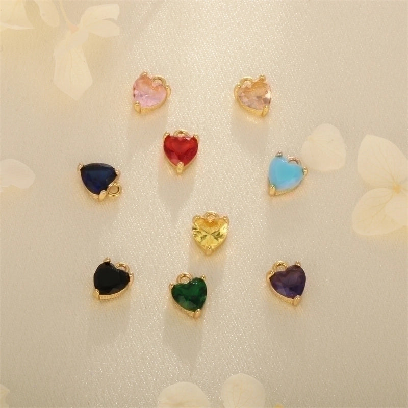 Romantic Minimalist Heart Shape Copper Plating Inlay Zircon 18k Gold Plated Valentine’s Day Charms