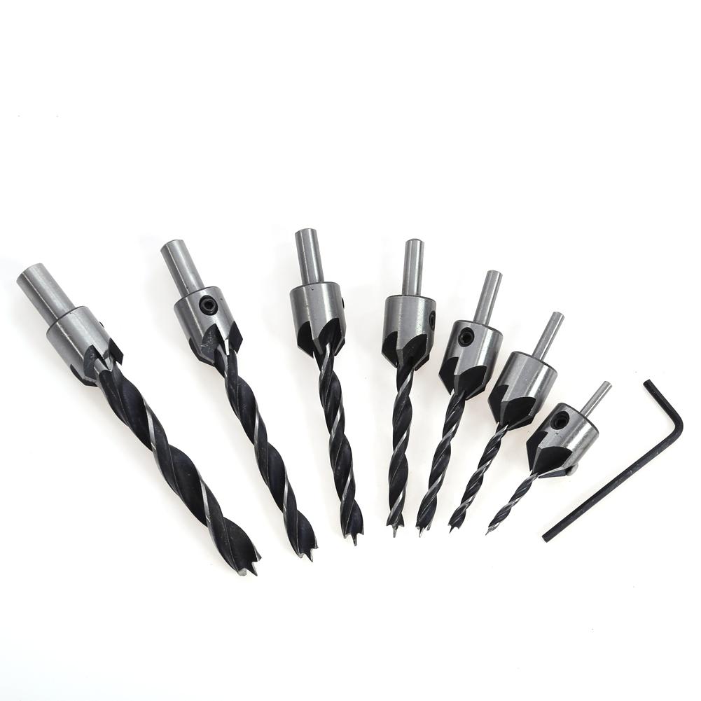 

7Pcs/set 3 4 5 6 7 8 10mm Hss 5 Flute Countersink Drill Bit Set, 501 Original