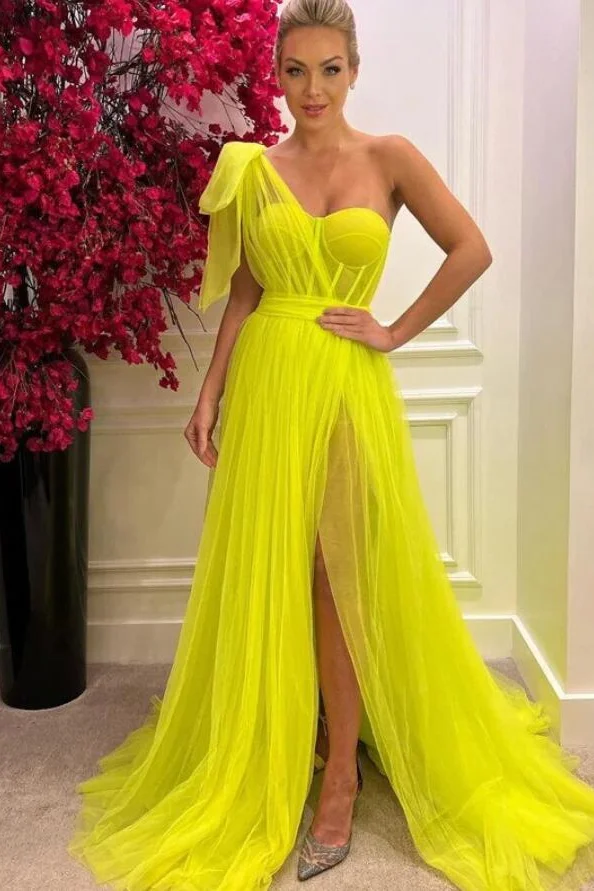 Beautiful One Shoulder Long Prom Dress With Slit Online - lulusllly