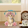 uk.everydayedeals DIY Diamond Painting Acrylic Bobble Head Decoration - Cat Pink Flower