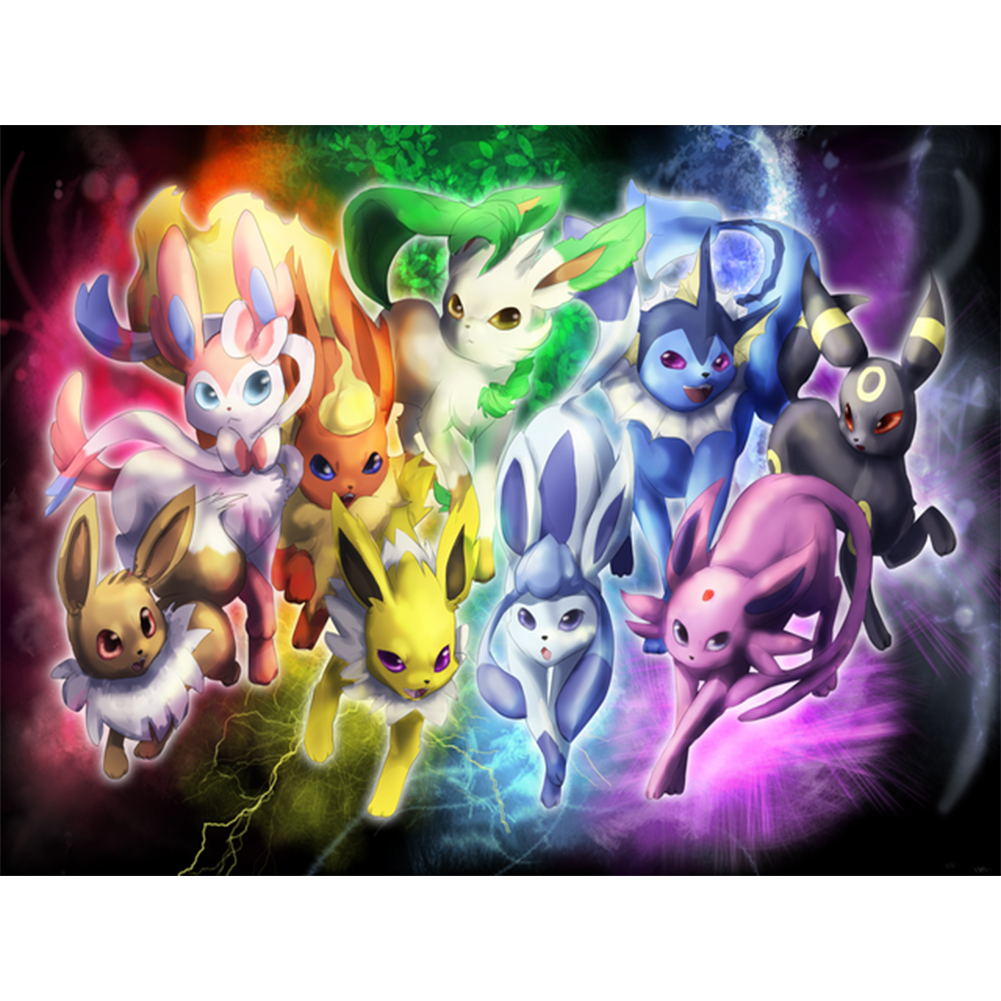 Pokemon - Eevee And Its Evolution Forms (60*45CM) 11CT Counted Cross Stitch gbfke