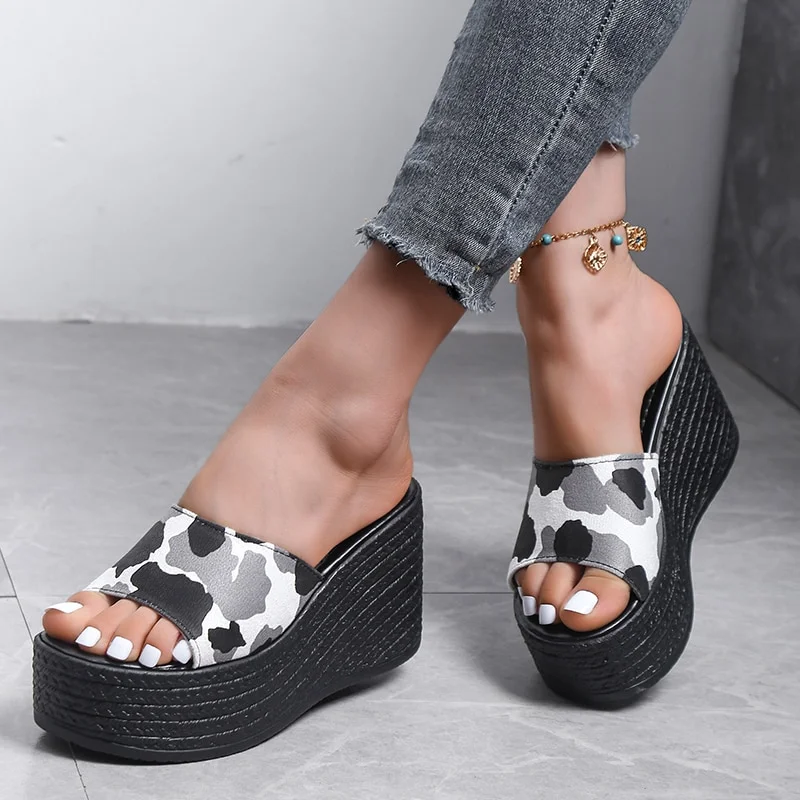 Qengg Summer Platform Wedges Slippers Women Yellow Open Toe Thick Bottom Sandals Woman Outdoor Casual Beach Shoes Ladies 43