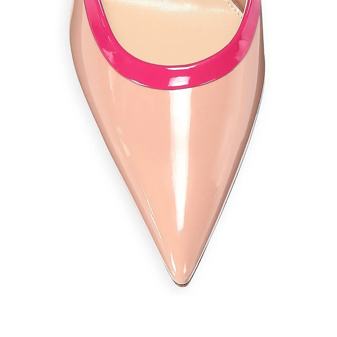 Nude & Pink Stiletto Heel Women's Mules Shoes with Pointed Toe