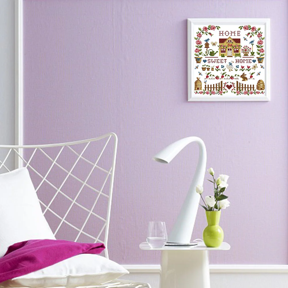 Partial Printed Cross Stitch 14CT - Sweet Home(31*31cm)