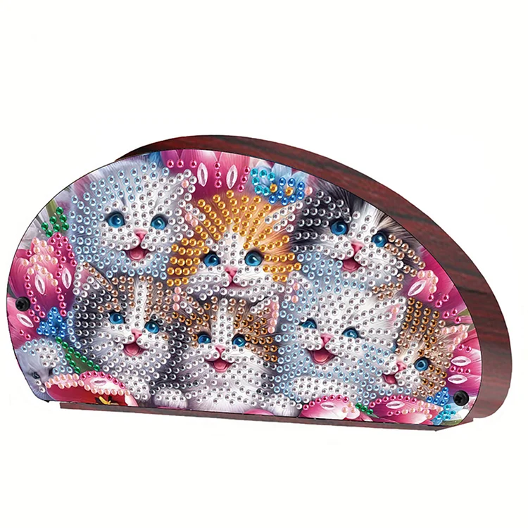 Wood Cat Diamond Painting Storage Rack DIY Diamond Art Sundries Container