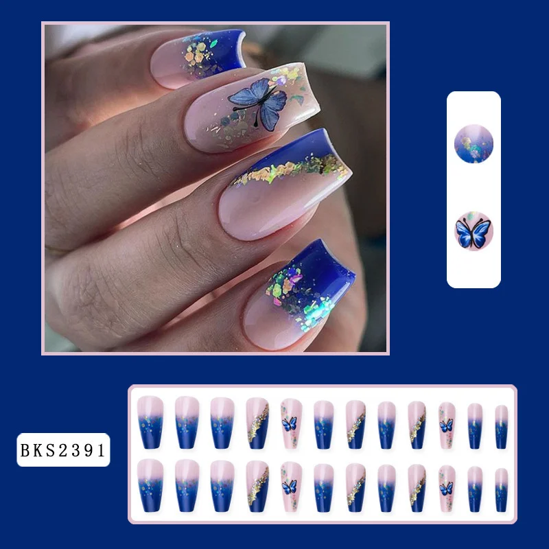 Anti Valentines Day Nails - January Nails - Valentine's Day Nails 24pcs 0003 Godfrey Whale Shark