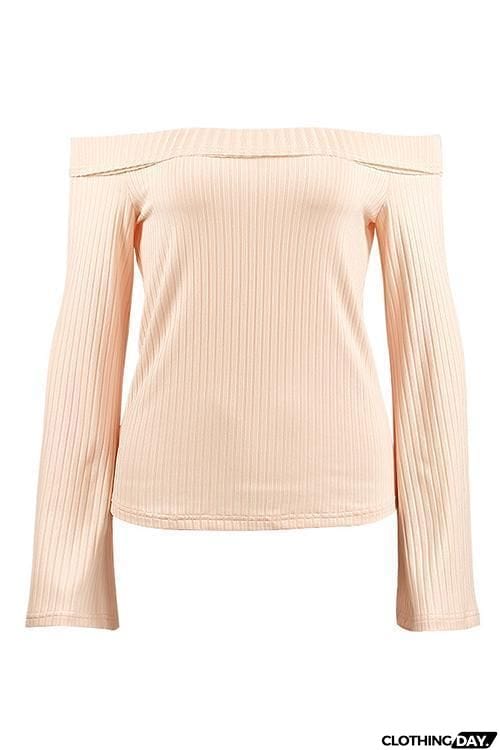 Off Shoulder Flare Sleeve T Shirt