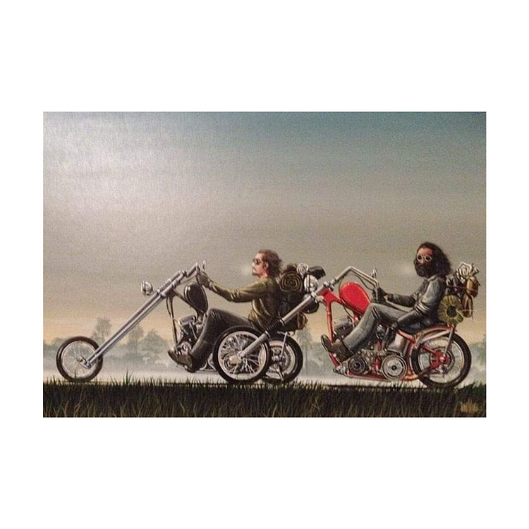 Vieil homme conduisant une moto - Enseigne Vintage Métallique/enseignes en bois - 20*30cm/30*40cm