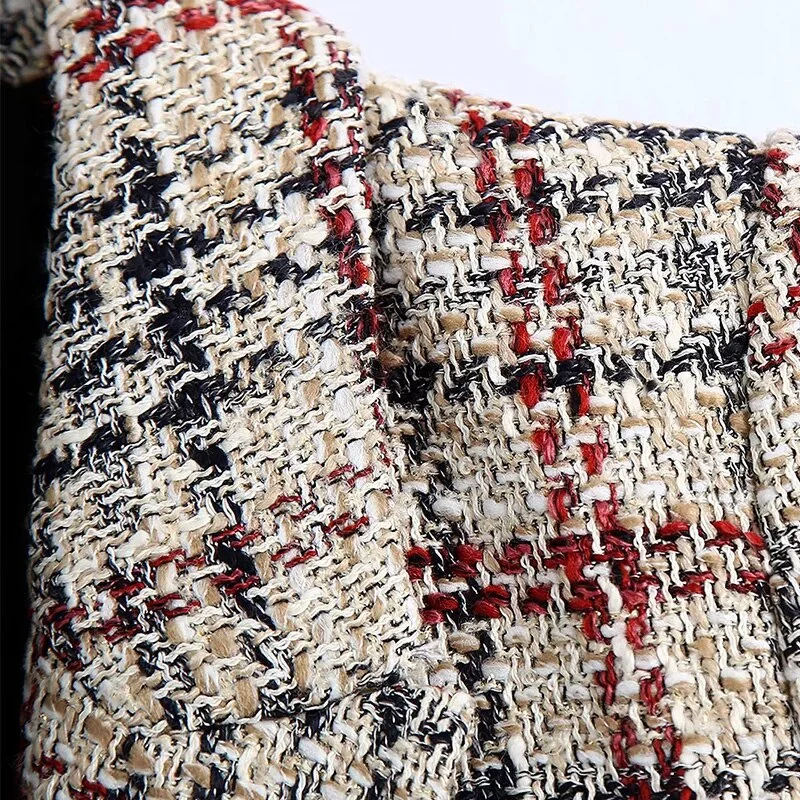 Women's Blazers Vintage Jackets Plaid Coats Office Formal Ladies Tweed Blazer Autumn Long Sleeves Outwear 2020 ZA Elegant Top