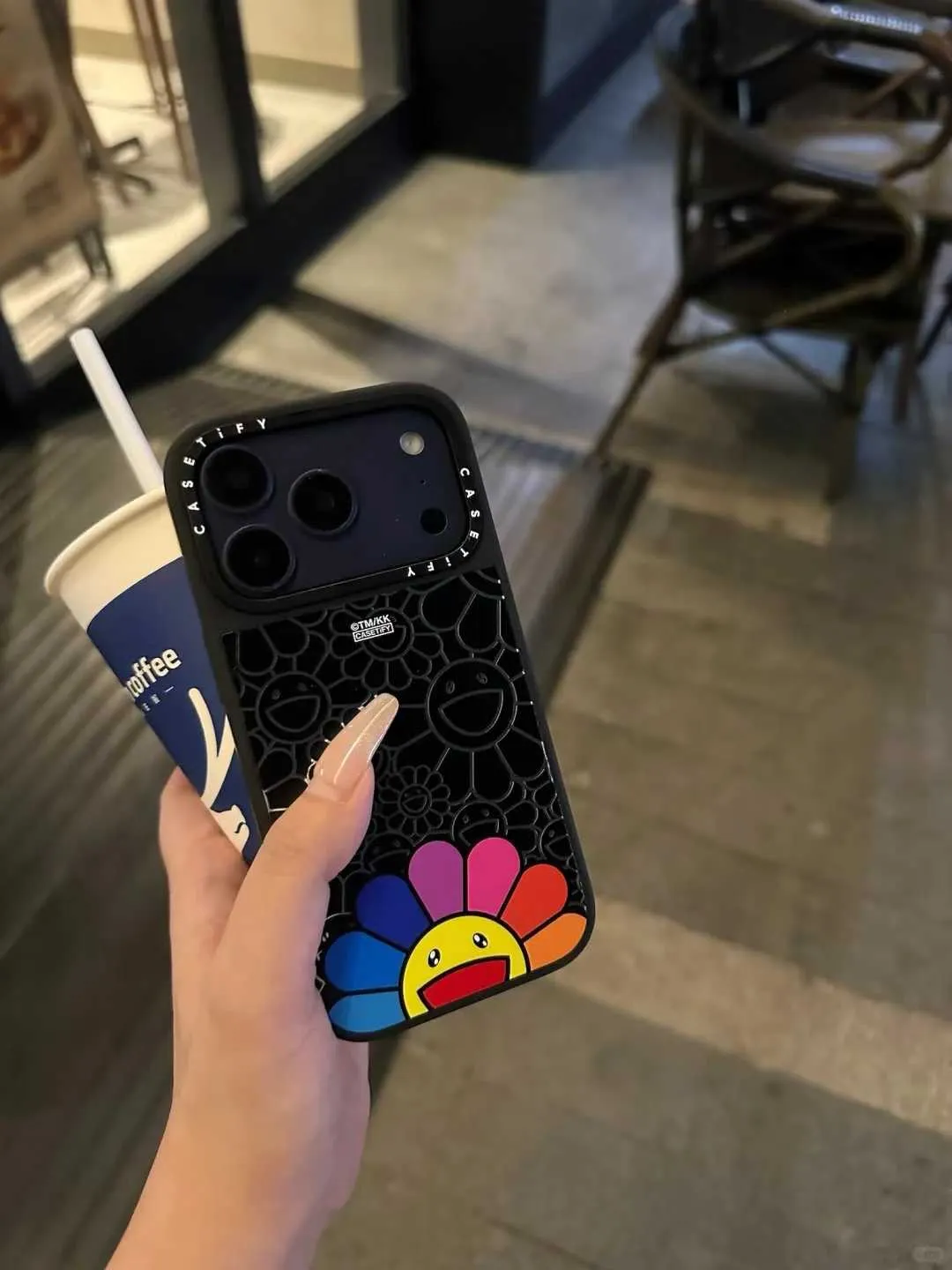 CASETiFY x Takashi Murakami Black Flower Smile Phone Case for iPhone