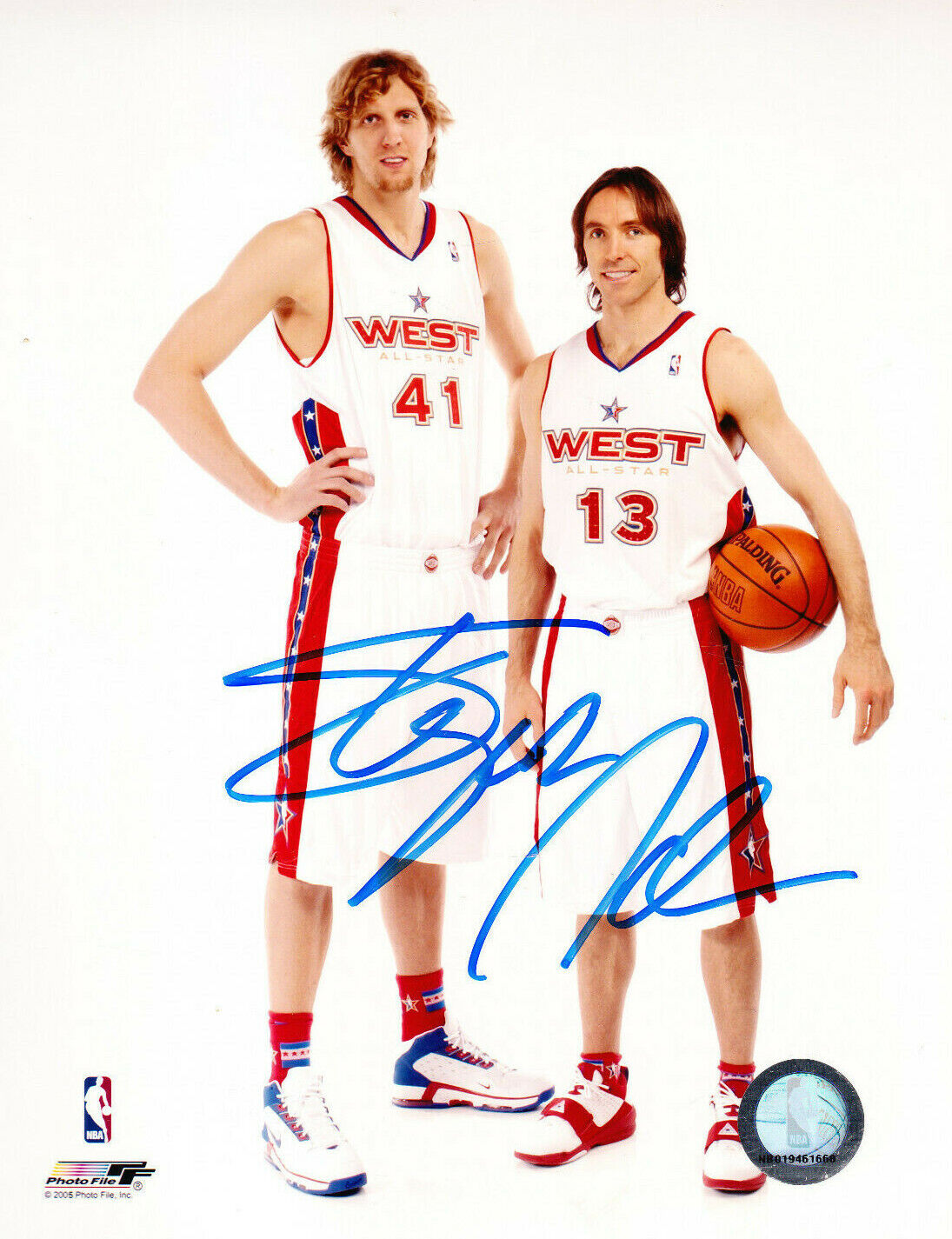 STEVE NASH AUTOGRAPH SIGNED 8X10 Photo Poster painting ALL STAR GAME W DIRK NOWITZKI COA